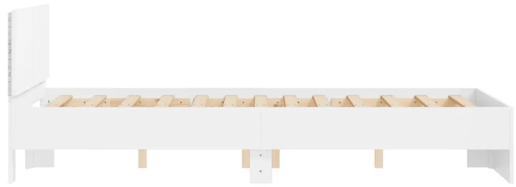 Estrutura de cama com cabeceira e luzes LED 135x190 cm branco