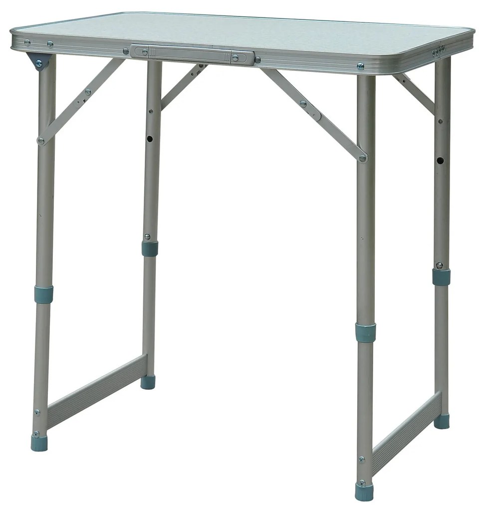 Outsunny Mesa Dobrável de Campismo Tipo Mala Mesa Portátil  para Praia Piquenique com Altura Ajustável 60x45x64 cm Prata | Aosom Portugal