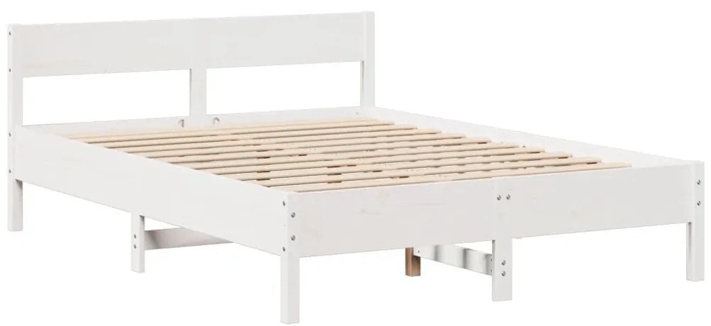 Cama sem colchão 150x200 cm madeira de pinho maciça branco