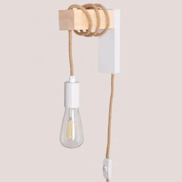 Candeeiro De Parede Em Ferro Tina Branco- Madeira Natural - Sklum