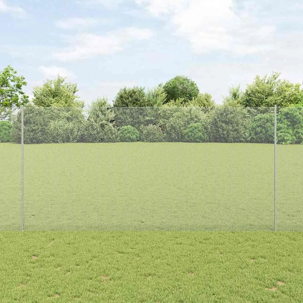 vidaXL Cerca com Postes Prateado 1.5 x 25 m Aço