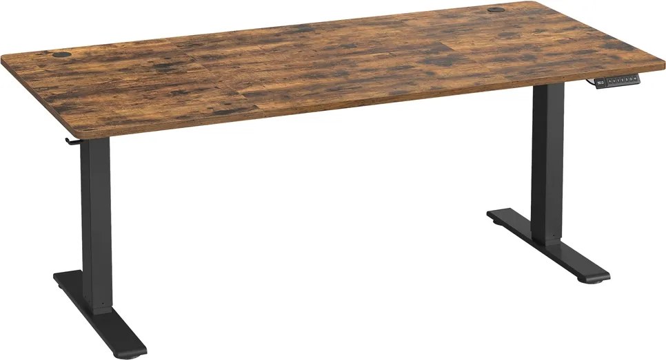 Secretária elétrica com regulação elétrica da altura, 180 x 80 x (72-120) cm, com porta USB-C castanho