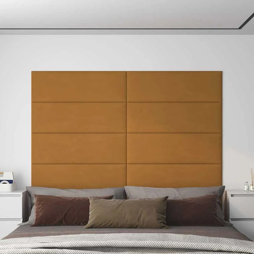 vidaXL Painel de parede 12 pcs 90x30 cm veludo 3,24 m² castanho