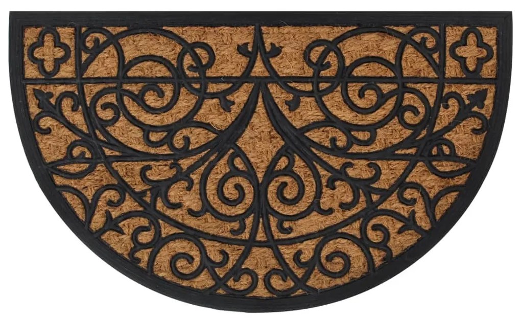 vidaXL Tapete de porta semicircular 45x75 cm borracha e fibra de coco