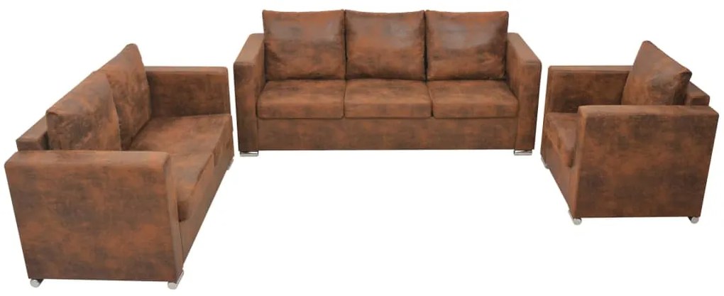 Conjunto de sofás 3 pcs camurça sintética