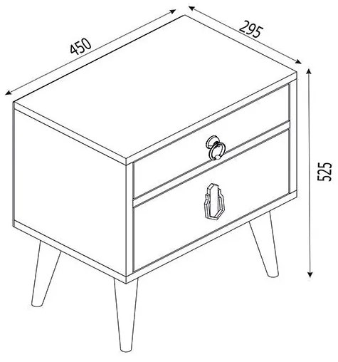 Mesa de Cabeceira Leiria com 2 Gavetas - Design Nórdico