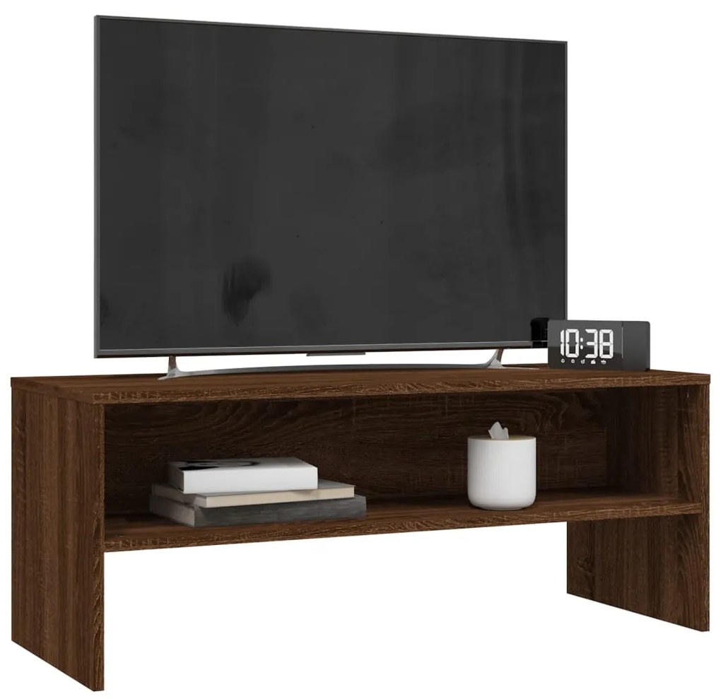 Móvel de TV 100x40x40 cm madeira processada cor carvalho castanho