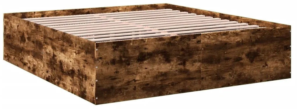 Estrutura de cama 200x200 cm derivados madeira carvalho fumado