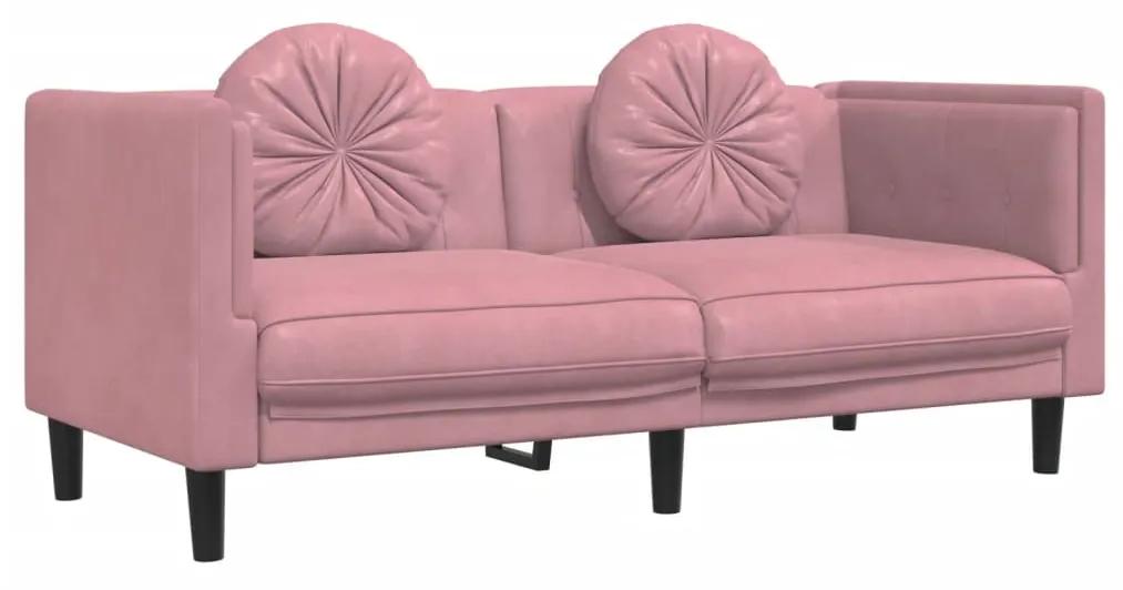 3 pcs conjunto de sofás com almofadas veludo rosa