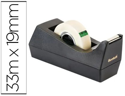 Desenrolador Scotch de Secretaria C38 Preto Inclui 3 Rolos de Fita Scotch Magic 33 mt x 19 mm