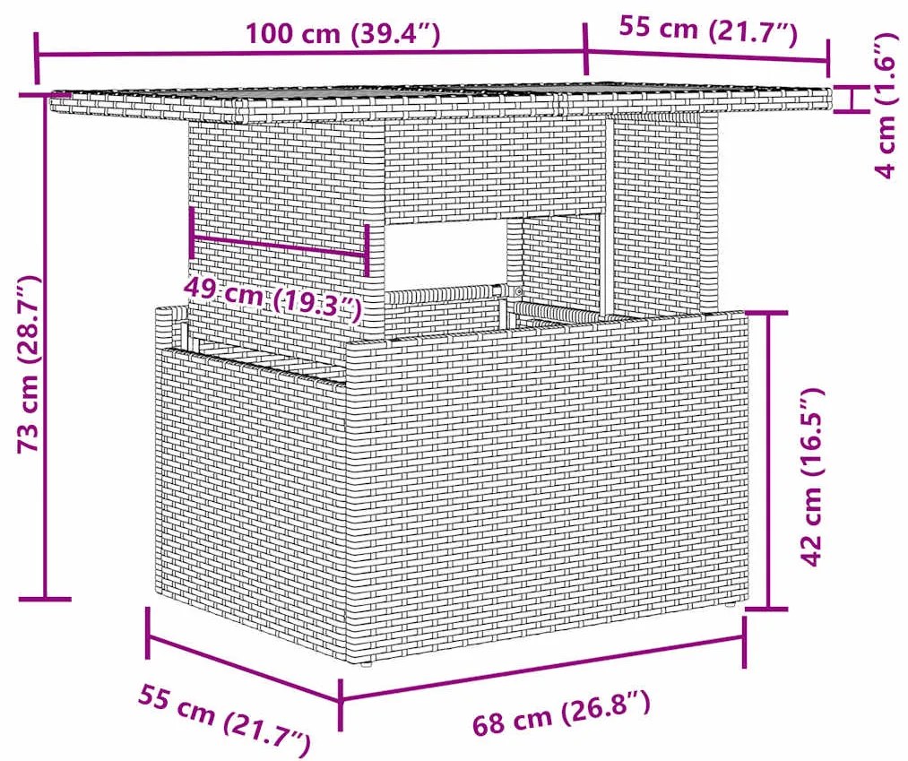 7 pcs conj. sofás jardim com almofadões vime PE cinzento-claro