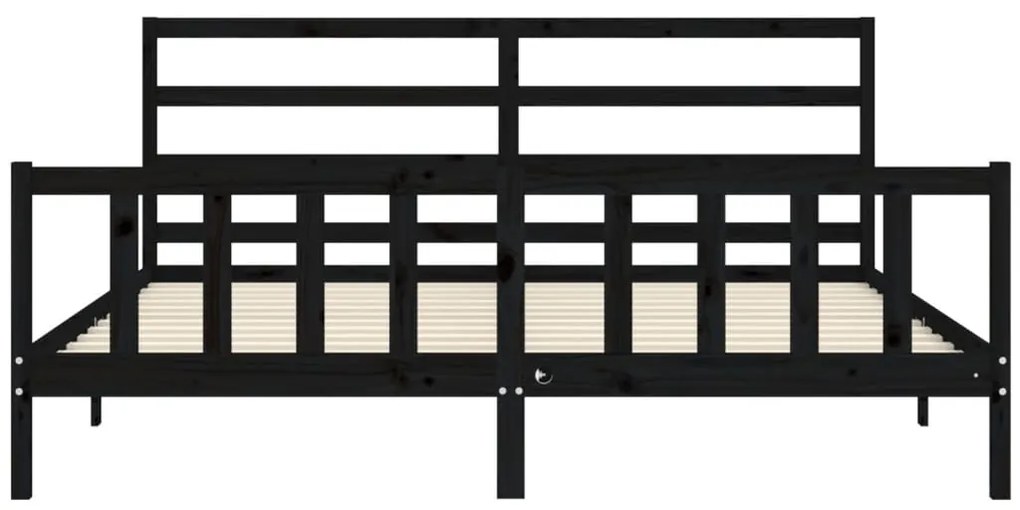 Estrutura de cama com cabeceira 200x200 cm madeira maciça preto