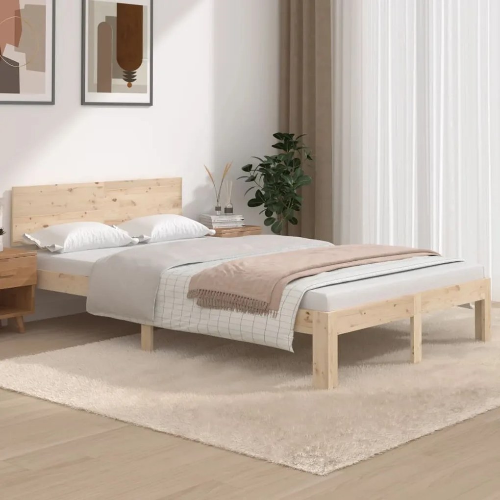 vidaXL Estrutura de cama 120x200 cm pinho maciço preto