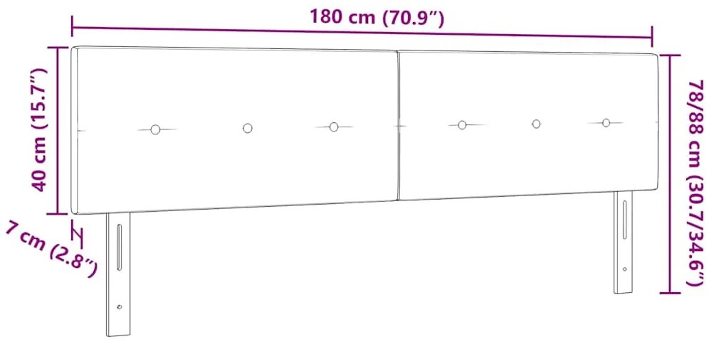 Cabeceira LED Estofada com Botões Azuis de 90 cm
