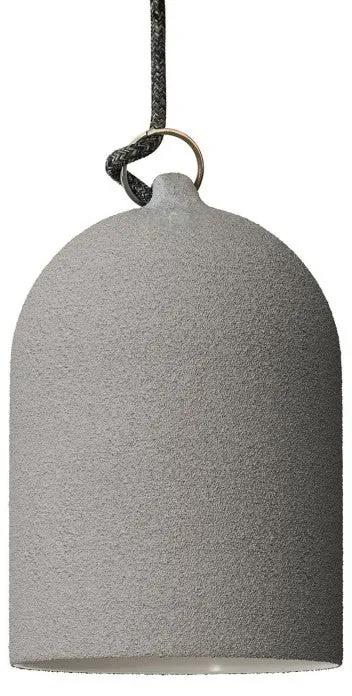 Abajur de cerâmica Mini Bell XS para suspensão - Fabricado na Itália - Efeito cimento - Branco