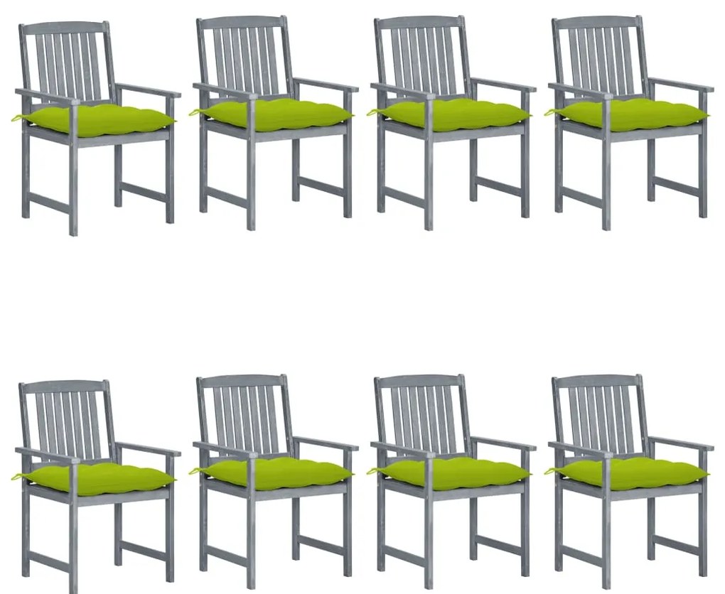 Cadeiras de jardim c/ almofadões 8 pcs acácia maciça cinzento