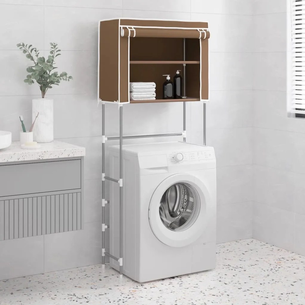 343138 vidaXL Estante arrumação p/ máquina lavar roupa 2 prat. ferro castanho