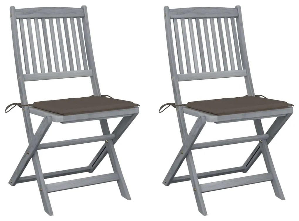 vidaXL Cadeiras exterior dobráveis c/ almofadões 2 pcs acácia maciça