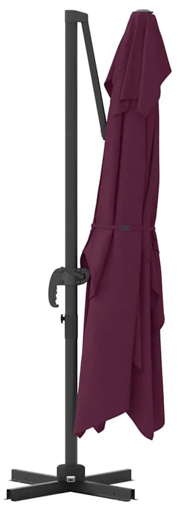 Guarda-Sol Cantilever Roma Vermelho Bordeaux 352x251x260 cm em Alumíni