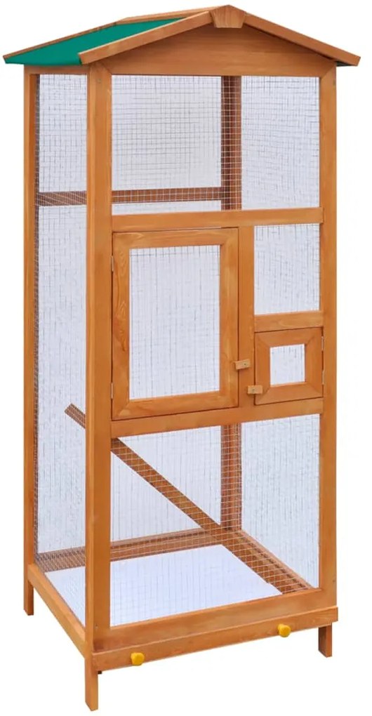 vidaXL Gaiola para pássaros em madeira 65x63x165 cm