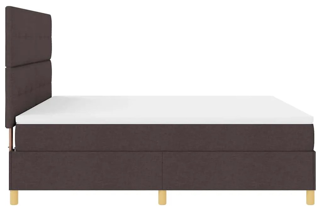 Camas Box Spring com Colchão e LED Castanho Escuro 180x200 cm Tecido