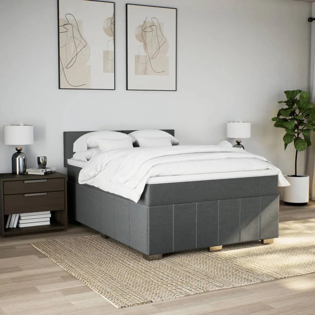 Cama com molas/colchão 140x200 cm tecido cinzento-escuro