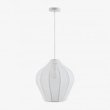 Candeeiro De Teto Belisa Em Metal E Tecido Branco & Ø40 Cm - Sklum