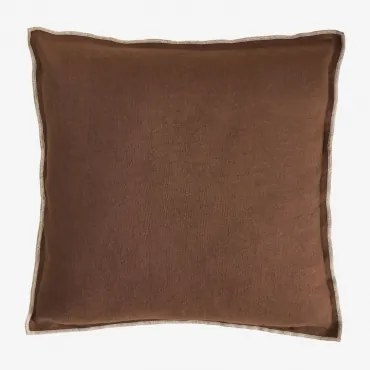 Coussin Carré 40x40 Cm En Coton Et Lin Angola Castanho Café - Sklum