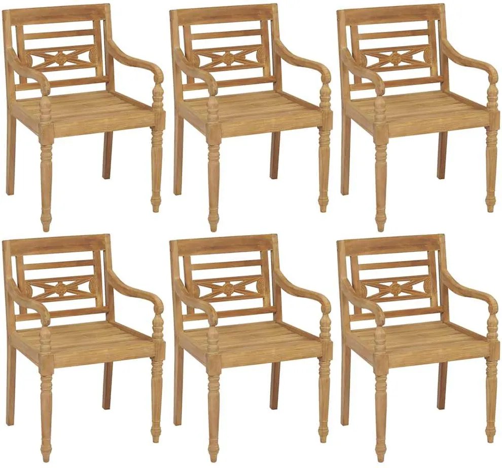 vidaXL Cadeiras Batávia 6 pcs madeira de teca maciça