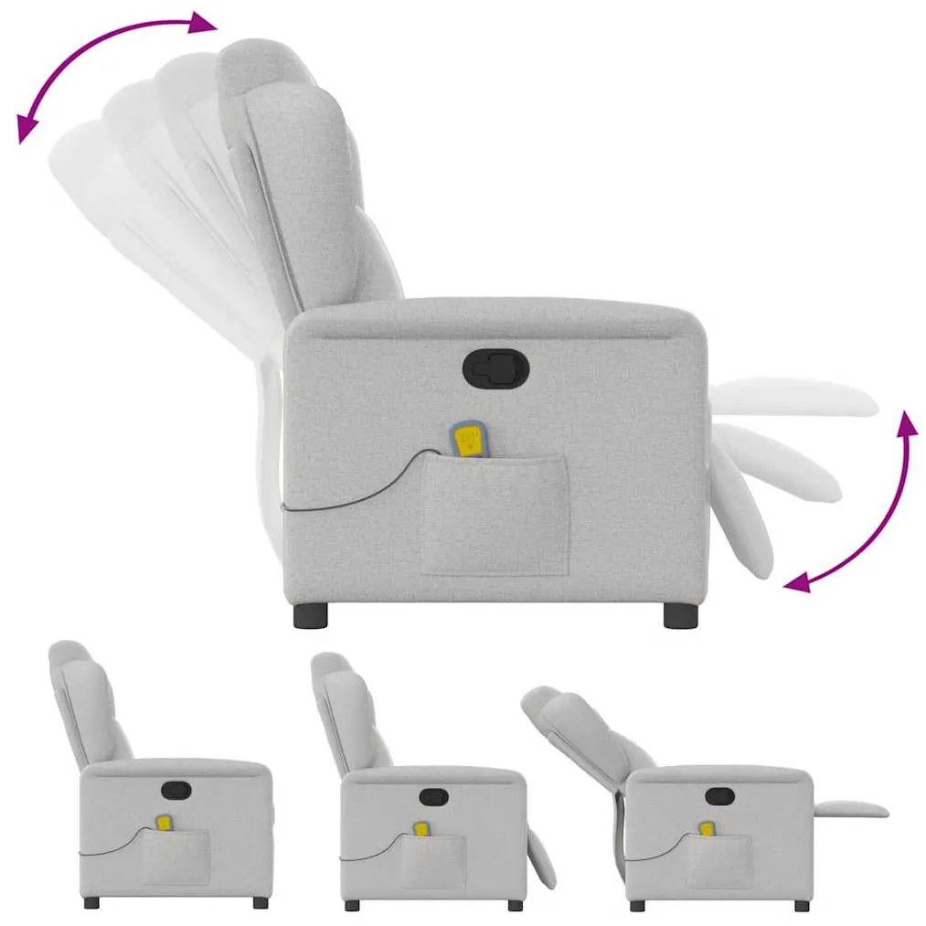Cadeira de massagem reclinável tecido cinzento