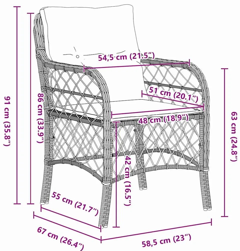 Conjunto de Jantar de Jardim com 5 Peças da , com Almofadas Beiges em