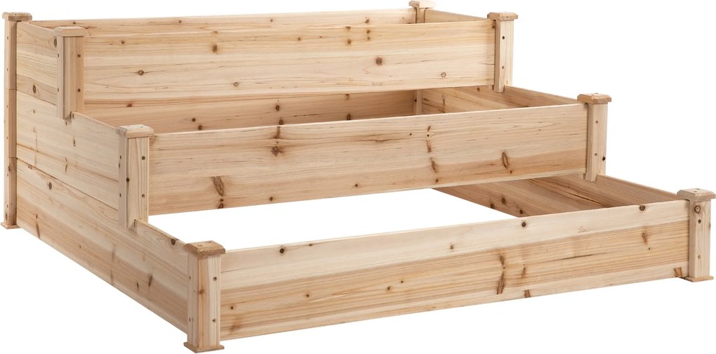 Caixa de Plantio de Madeira Caixa de Plantio de Jardim com 3 Níveis De