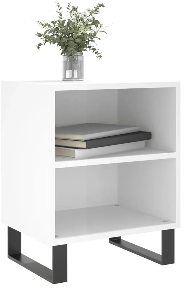 Mesas cabeceira 2pcs derivados de madeira branco brilhante