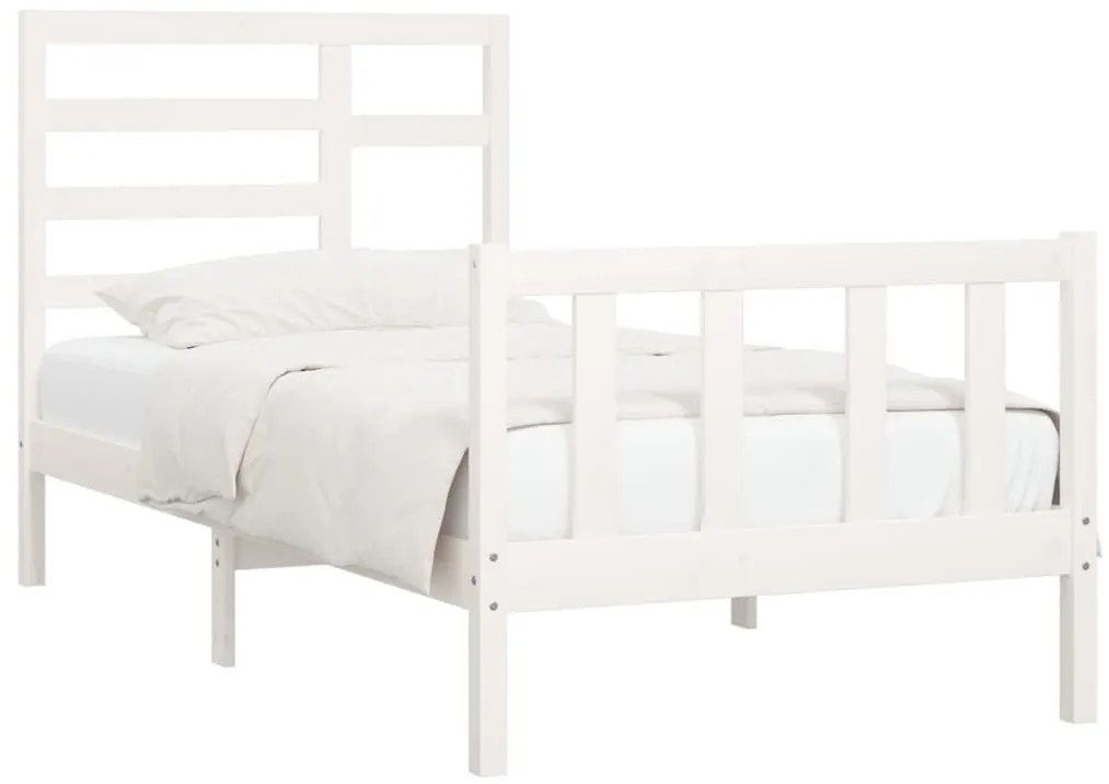 Cama sem colchão 100x200 cm madeira de pinho maciça branco