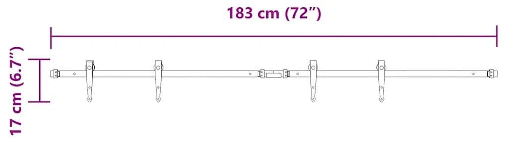 Kit p/ porta de armário deslizante 183 cm aço carbono