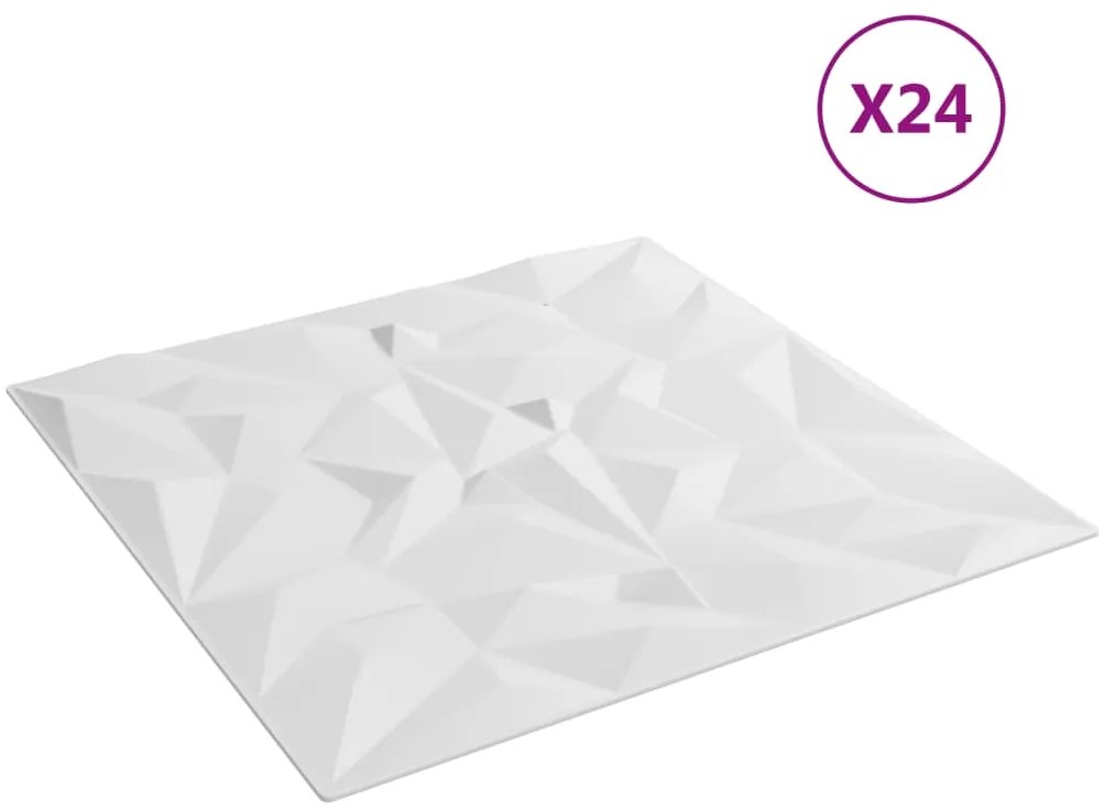 Painéis de parede 24 pcs 50x50 cm 6m² XPS ametista branco