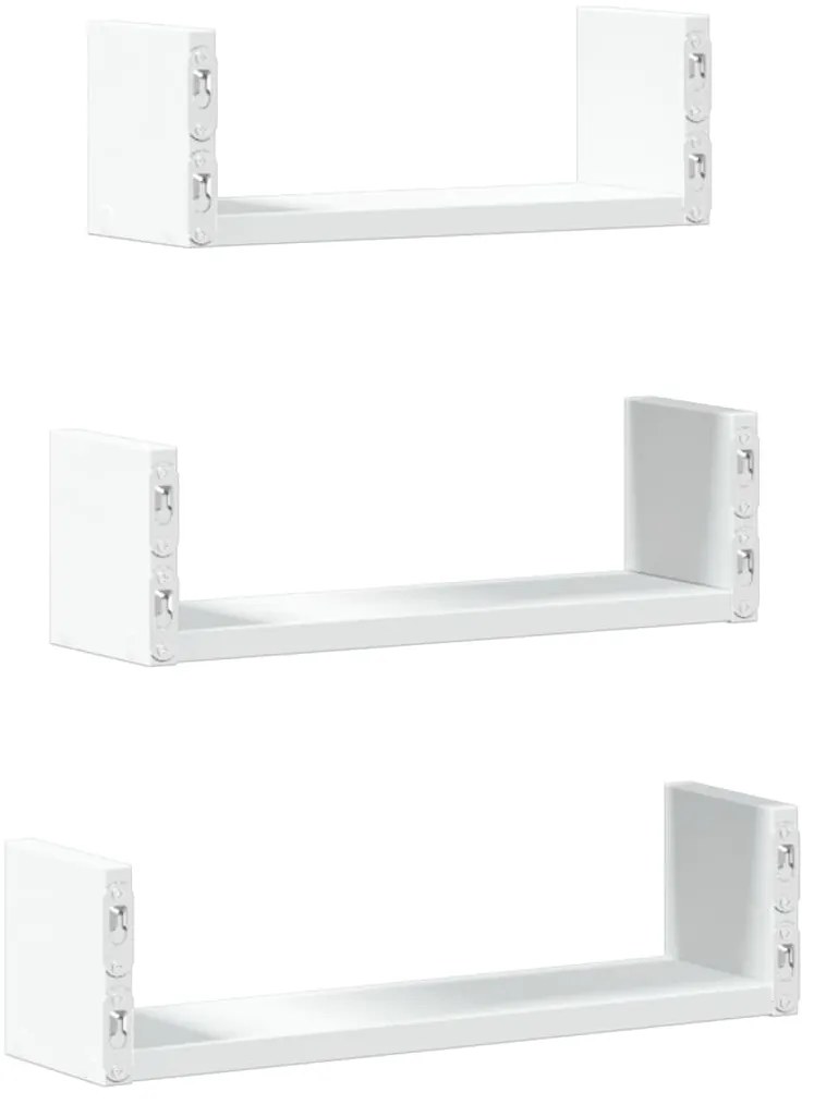 Prateleira de parede 3 pcs derivados de madeira branco