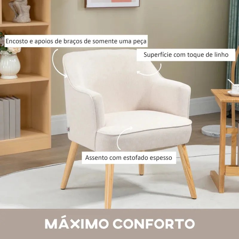 Poltrona Balsi Estofada em Linho - Design Nórdico