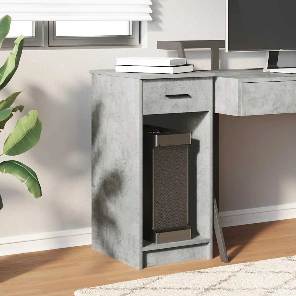 Suporte torre computador com gaveta 35x45x77cm cinzento cimento