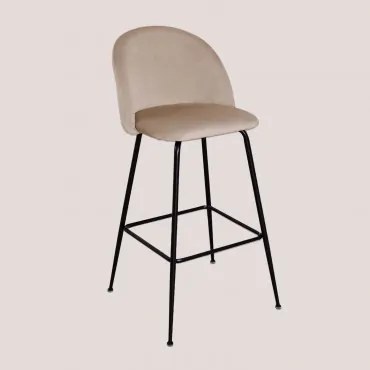 Pacote De 4 Bancos Altos Em Veludo Kana Design Preto & Castanho Trigo & ↑75 Cm - Sklum