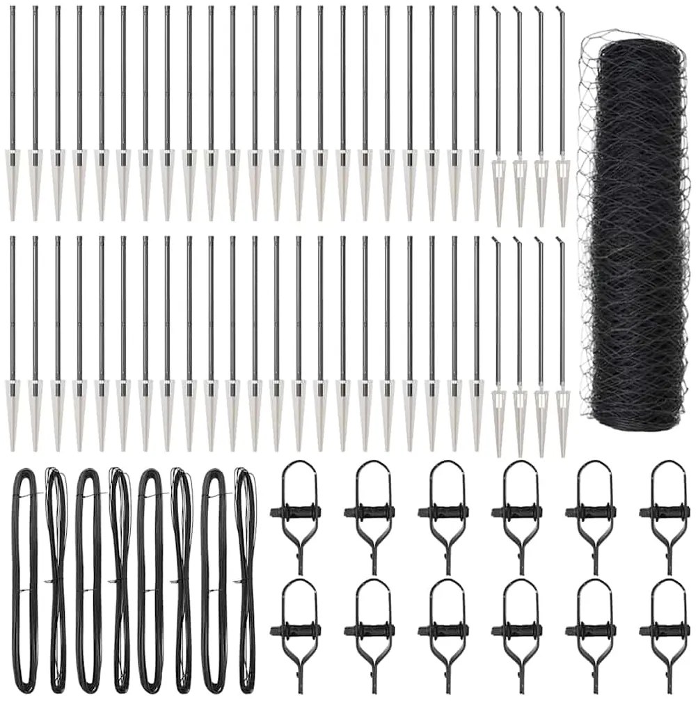 vidaXL Poste de Cerca Cinzeto 100 x 0,5 m (malha de 50 mm) Aço e PVC