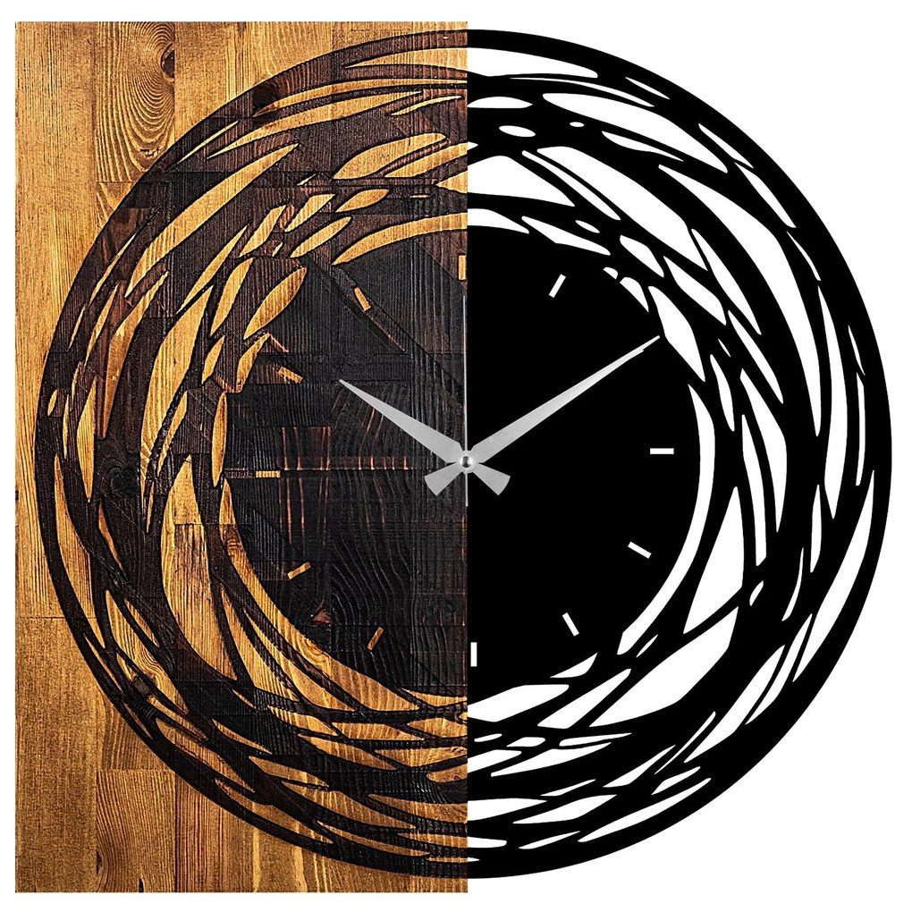 Relógio de Parede Decorativo Mas-039 – Nogueira Clara e Preto – 58 x 3