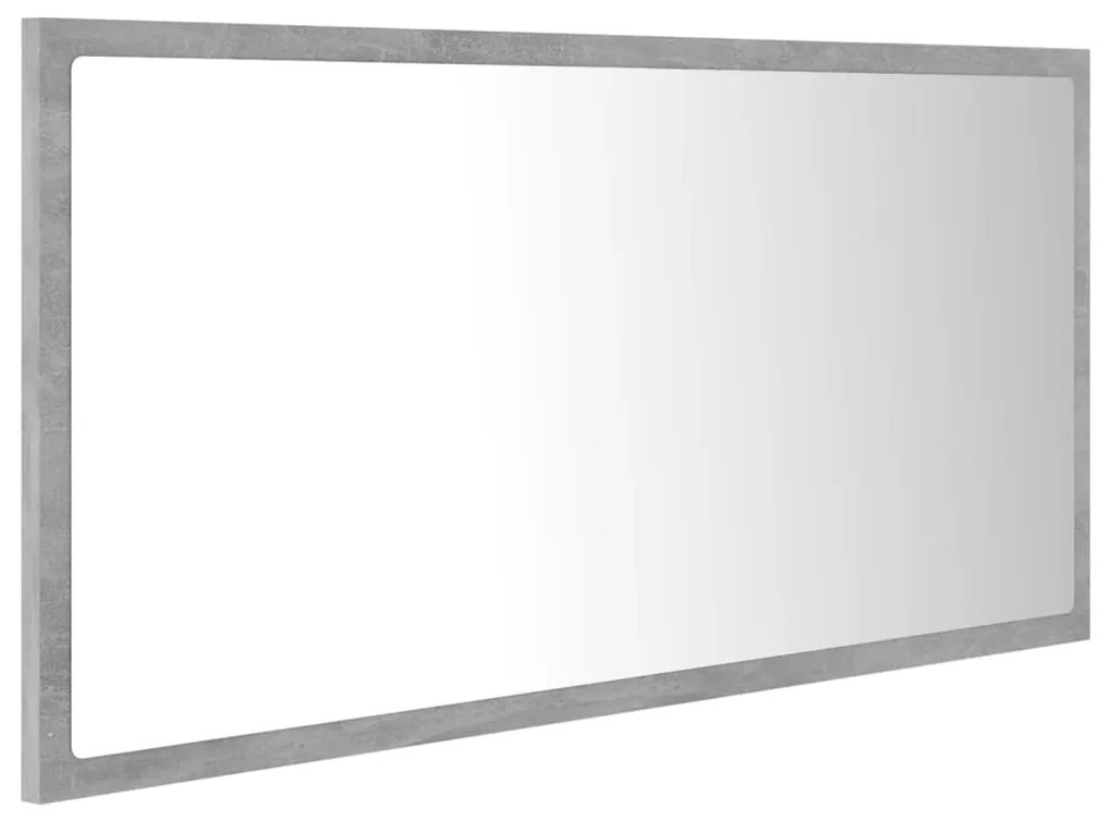 Espelho casa de banho c/ LED 90x8,5x37cm acrílico cinza cimento