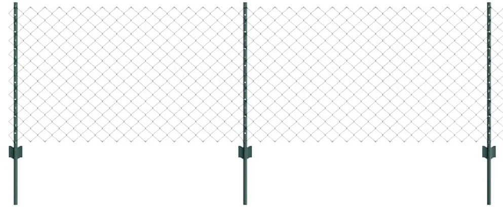 Cerca de Cadeia com 10 Postes em U Verde 0.8x10 m Aço