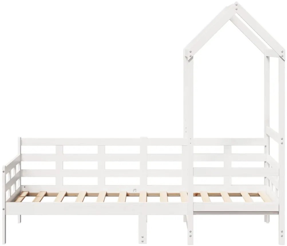 Sofá-cama com telhado 80x200 cm madeira de pinho maciça branco