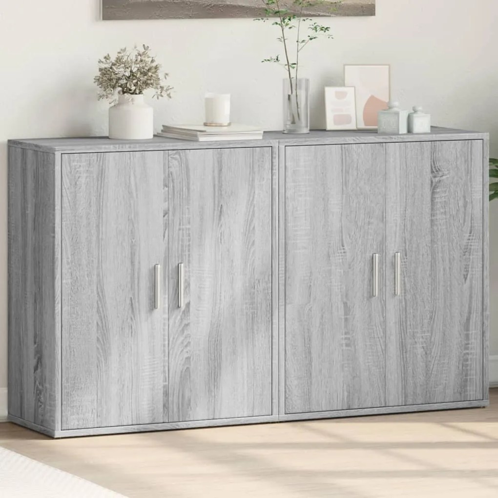 vidaXL Aparadores 2 pcs 60x31x70 cm derivados madeira cinzento sonoma