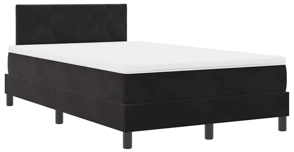 Cama Box com Colchão e LED Preto 120x190 cm Veludo