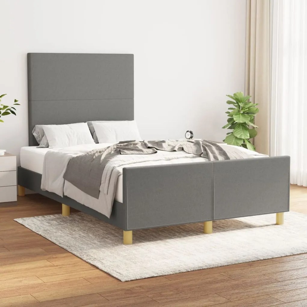 Estrutura de cama sem colchão 120x200 cm tecido cinzento-escuro