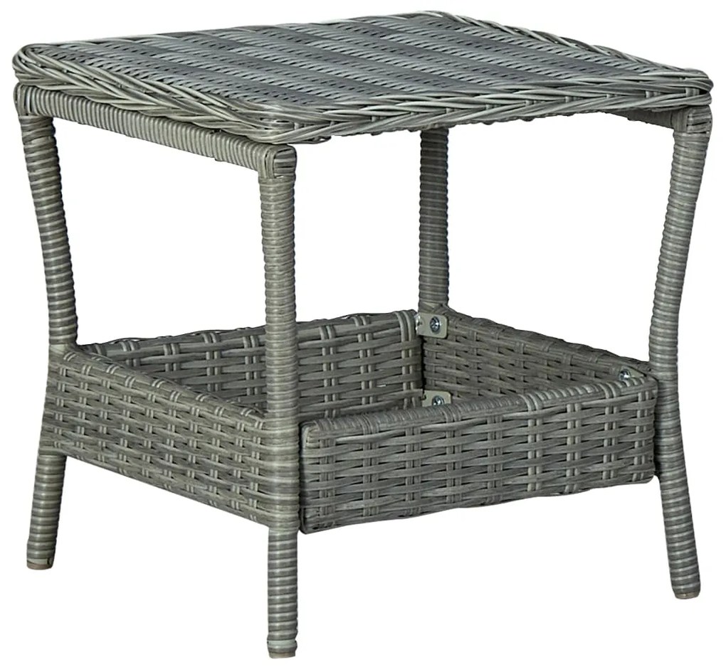313307 vidaXL Mesa de jardim em vime PE 45x45x46,5 cm cinzento-claro