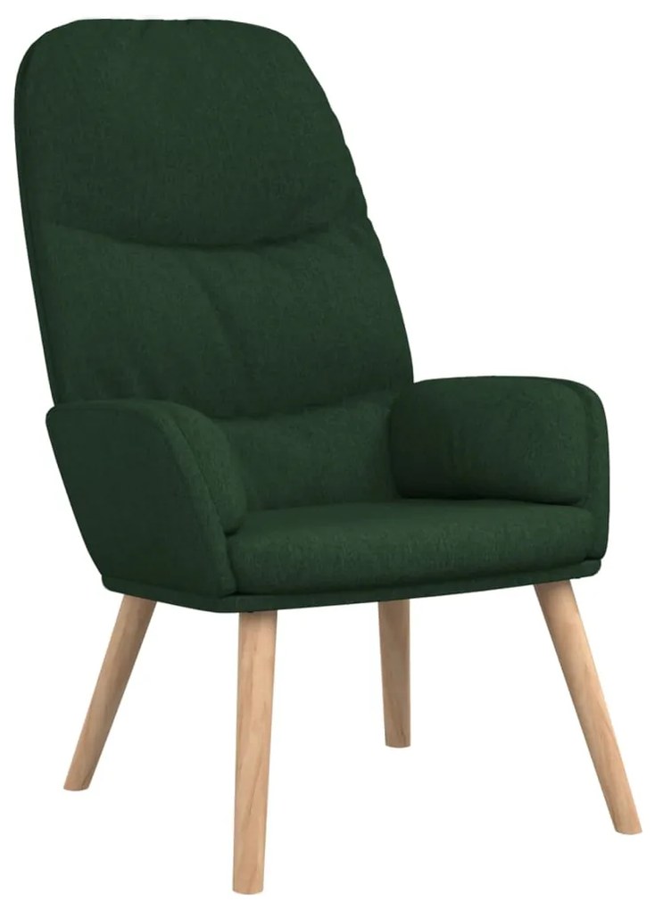 Cadeira de descanso com banco tecido verde-escuro